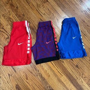 Nike Kids Elite Shorts Trio in Red, Purple, and Blue